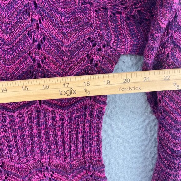 Chicos Sweater Womens 2 US Large Purple Marled Knit Stretch Cardigan Button Up - Picture 7 of 9